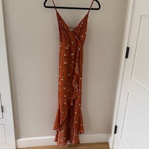 Inspired Hearts Terracotta Floral Dress with Ruffle Detail